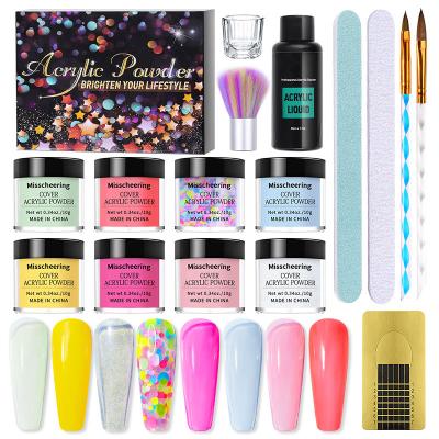 China 3d Nail Acrylic Gel Kit Glitter Color Fast Building Art DIY Decoration UV Gel Powder Extension Nail Gel Crystal Nail Polish Powders Set for sale