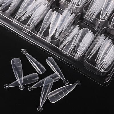 China 100pcs Nail Art Form Mold Tips Full Cover Poly Quick Building Fake Nail Tips Eco-friendly Gel Extension Mold DIY Nail Salon for sale