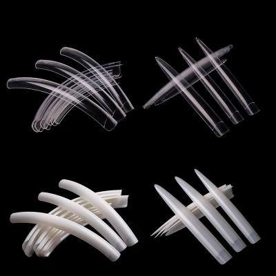 China Eco-friendly Color Super Transparent Natural Long Salon Step False Coffin Nail Coffin Press On Square Nail Tips for sale