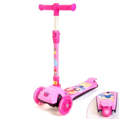 China Kid Hot Selling DISNEY Cartoon Princess Three Flashing Wheels Cute Twist Foldable Scooter For Children for sale