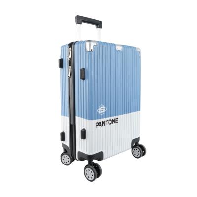 China 2020 Hot Selling Universal PC PANTONE Mute Wheel Blue And White Travel Suitcase For Woman for sale