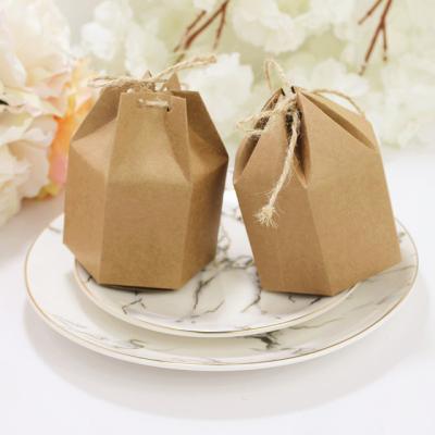 China Recyclable Rustic Hexagonal Kraft Paper Gift Favors Boxes Wedding Favors Baby Shower Gift Candy Boxes Party Supplies for sale