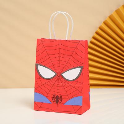 China Recyclable Superhero Series Kraft Paper Bag Gift Packing Party Supplies Birthday Kraft Handle Bag for sale