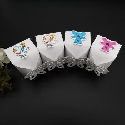 China Exquisite Food Baby Shower Favors Bow Tie Design Paper Candy Boxes Cute Stickers Gift Wrapping Boxes Party Supplies for sale