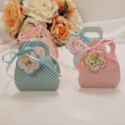 China Fashion Delicate Handbag Shaped Food Baby Shower Favors Candy Boxes Gift Packaging Paper Box for sale