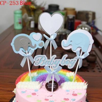 China Baby Shower Celebration Cake Accessories Birthday Cake Paper Toppers Baking Decoration Cake Paper Card Plug-in for sale