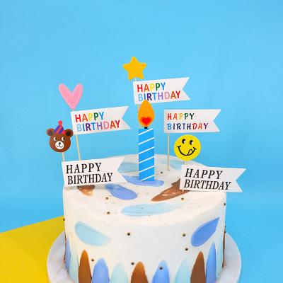 China Plug & Play Glitter Paper Party Happy Birthday Cake Topper Birthday Decoration Cake Ornament Card Accessory for sale