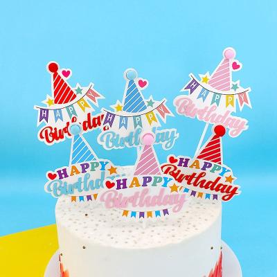 China Wholesale Festival Decoration Cake Toppers Cake Decorating Birthday Party Card Cake Ornament Accessory Plug In for sale