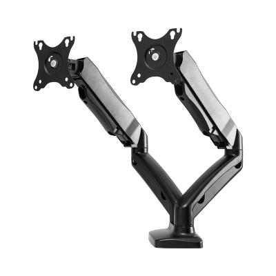 China Ally Steel MA08-02 Height Adjustable Shock Absorber Dual Monitor Stand Arm, Dual Monitor Arm, Dual Monitor Stand Mount 13-32 inch for sale