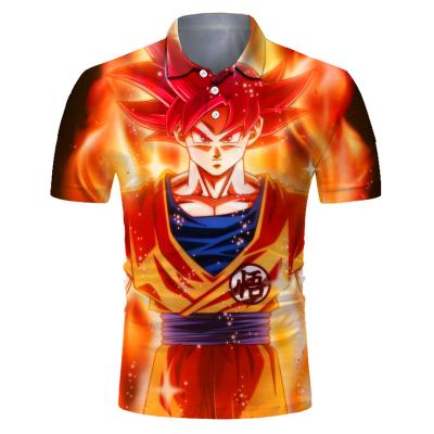 China 2021 Anti-wrinkle short sleeve 3D lapel T-shirt digital printed loose quick-drying animation for sale