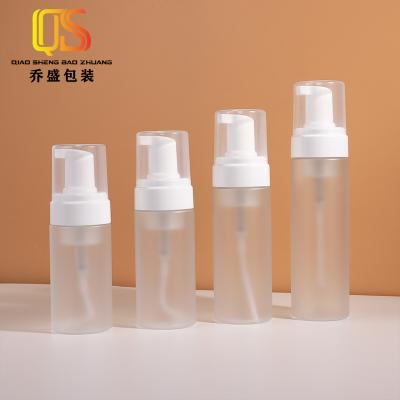 China 100ml 120ml 150ml 200ml Cosmetic Pump Top Bottle Frosted PET Plastic Bottle With Foam Cap Foam Bottles With Logo for sale