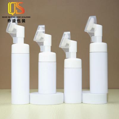 China White 100ml 120ml 150ml 200ml Plastic Foam Cosmetic Bottle Facial Brush Head Silicone Detergent Bottle Foam Pump Bottle for sale