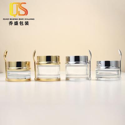 China Cosmetic there is a spoon in it. Luxury Clear Glass Cosmetic Jar Face Cream Jars 30g 50g 80g Bottle Skin Cream Jar for sale