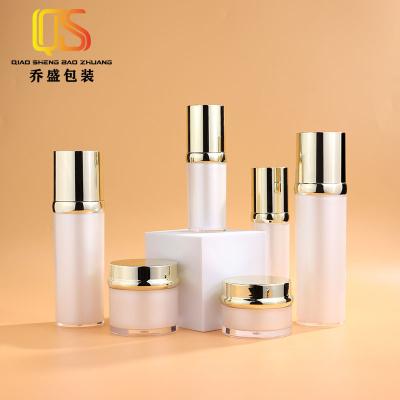 China Pearl White Cosmetic Cosmetic Bottles Acrylic Cosmetic Packaging Bottles Cosmetic Set Bottles for sale