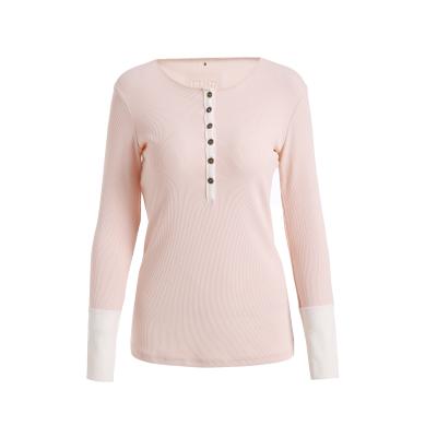 China Anti-pilling Anti-pilling Shirt Ribbed Cotton Knit Long Sleeve Women Shirt for sale