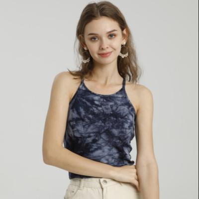 China Sexy Youthful Fashion Ribbed Crop Anti-pilling Anti-pilling Tie Dye Upper Woven Top for sale