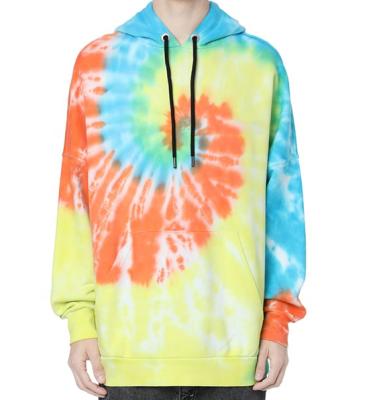 China Custom Prints of Rainbow Tie Dye Hoodie 100 Cotton Anti Pilling Rainbow Tie Dye Rainbow Anti Pilling Sweatshirt Effect embroidery unisex men's sky for sale