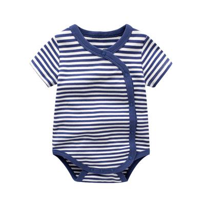 China 100% Cotton 100% Cotton Baby Boy Short Sleeve Contracted Striped Romper Baby Wear for sale