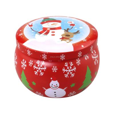 China Custom Home Decoration Christmas Candles 4.4oz Jars For Christmas Festival Cute Wax Candle Tin for sale