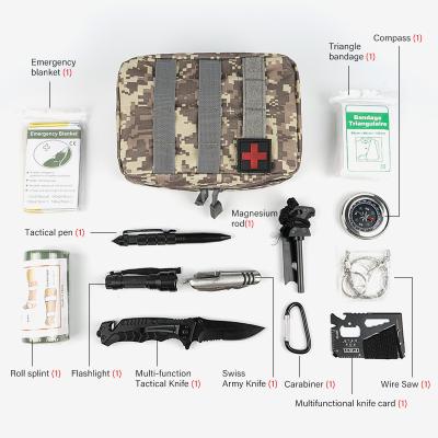 China Lightweight Professional Custom Rise Survival Kit 12 in 1 Camouflage Military Army Emergency Survival Kit for sale