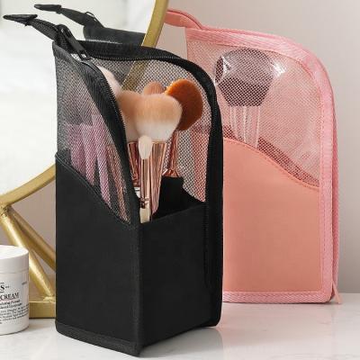 China Logo Women Mini Beauty Travel Custom Waterproof Make Up Organizer Brushes Pouch Hot Selling Portable Brush Set Cosmetics Makeup Bag Pink for sale