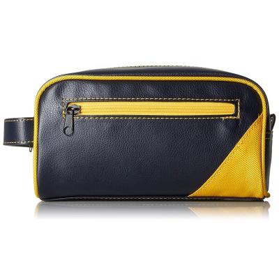 China Dopp Kit Men Travel Toiletry Bag Leather Shaving Kit Bag Yellow&Black Color Portable Mens Toiletry Bag Hygiene And Grooming Organizer Kit for sale