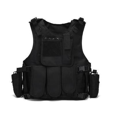 China Wear-Resistant Black Army Vest Gun Carry Tactical Vest Combat Police Security Molle Vest With Detachable Pouch for sale