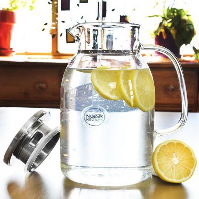 China 2L High Borosilicate Glass Jug Sustainable Cooling Water Drinking Glassware For Wholesale Te koop