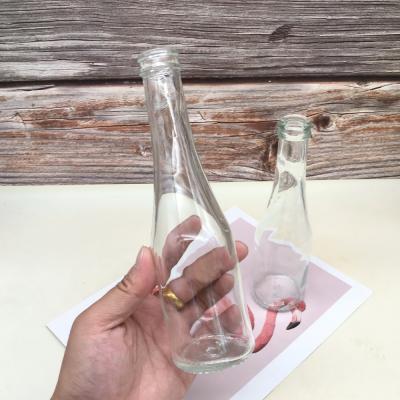 China Beverage 200ml Long Neck Round Drinking Glass Bottle With Crown Cap Customized Glass Packaging For Sale for sale