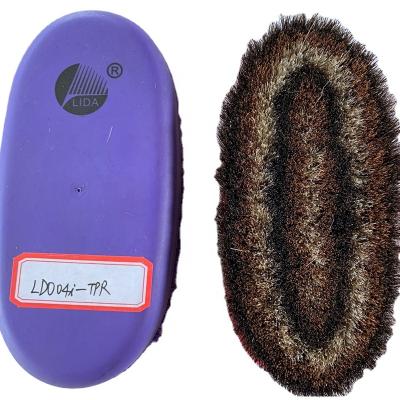 China Factory Wholesale Horse Body Cleaning Horse Brush Grooming Goat Hair Brush With Finger Slot for sale