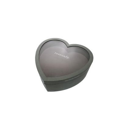 China Recycled Materials Luxury Custom Heart Shaped Gift Box With Transparent PVC Coating Flower Box for sale