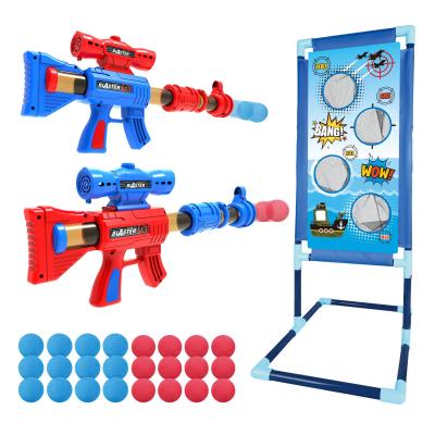 China Pneumatic Shooting Foam Ball Snap Button Playset/Activity Play Game Guns and Indoor Moving Targets Set Soft Shooting Gun Toy 24 Foam Balls play practice snap for kids for sale