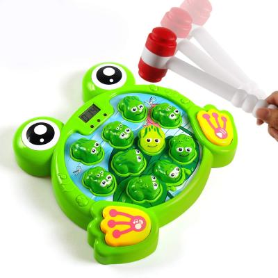 China Interactive Plastic Educational Fun Gift Toy Battery Learning Active Hammer Developmental Game Beat A Frog Game With 2 Hammers for sale