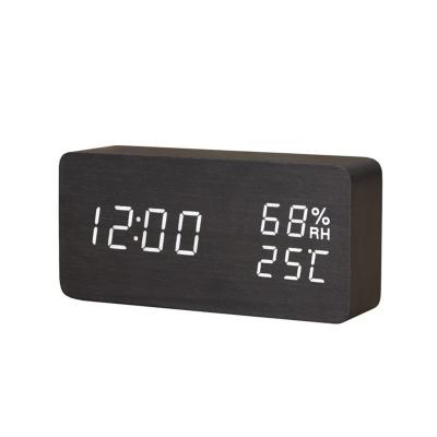 China LUMINOVA ET509B RTS Wood Led Clock Weather Station Wooden Clock for sale