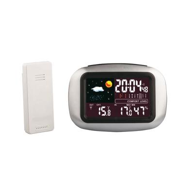 China Class CHEAP COLOR SCREEN RF LCD DISPLAY BIG WEATHER STATION TO SYNCHRONIZE INDOOR AND OUTDOOR THERMOMETER for sale