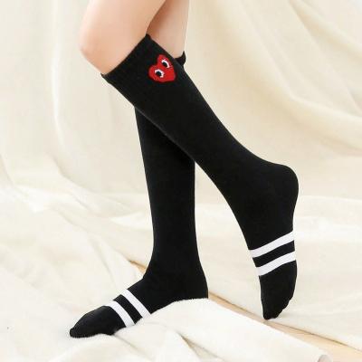 China Wholesale Thin Cute Solid Combed Cotton Tube Heart Crew Kids Kids Football Socks Sports Summer Knee High Sock For Lady for sale