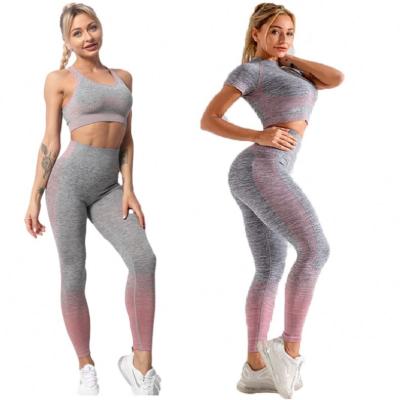 China 2 Piece Sports Breathable 3 Piece Workout Set Women Yoga Set Activewear 2021 Sets Wholesale Women's Fitness Clothing Fitness Apparel for sale