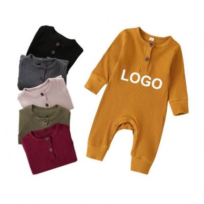 China 95% COTTON 5% Spandex Newborn Infant Cotton Long Sleeve Romper Boy Girls Overalls Clothes Solid Color Baby Boy Winter Knitting Cute Lovely 0-18M for sale