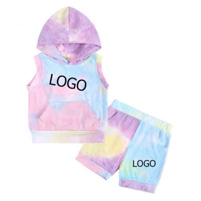 China Wholesale High Quality Soft Summer Breathable Newborn Baby Boy and Girl Tie Dye Top and Short Panty Clothing Sets for sale