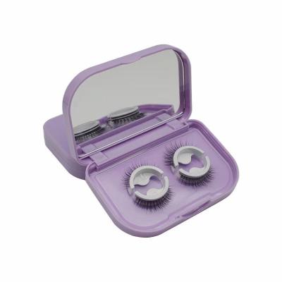 China Reusable Custom Double Pairs Waterproof Mirror Case Press On Reusable Self Adhesive False 3D Eyelashes for sale