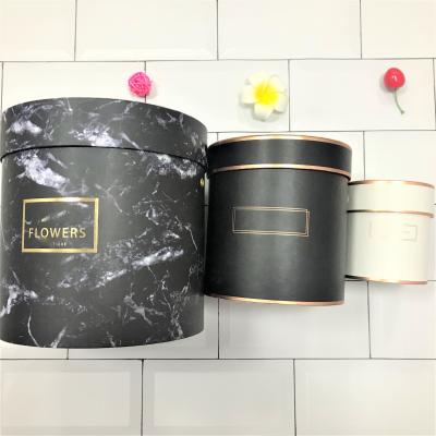 China Recycled Materials Custom Cylinder Gift Box White Black Cardboard Rose Box Cardboard Flower Box for sale