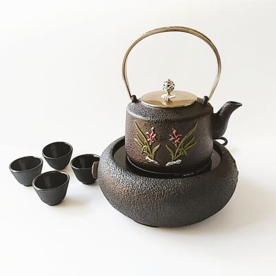 China Sustainable Traditional Cast Iron Tea Kettle Water Pot With Cups for sale