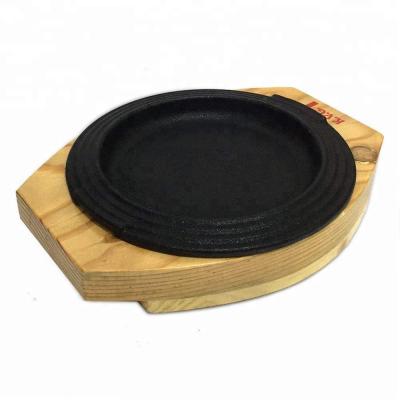 China Sustainable Round Cast Iron Sizzler Dish with Tray, 5.5