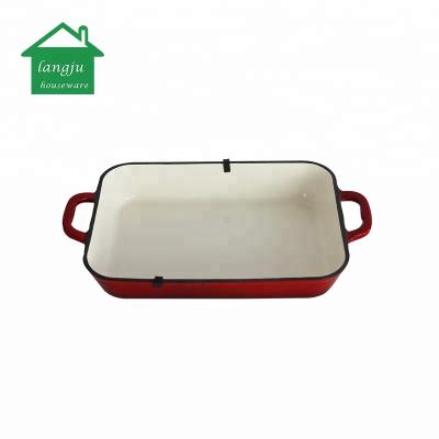 China Durable Cast Iron Rotisserie Serving Dish Rectangular Enamel Utensils for sale