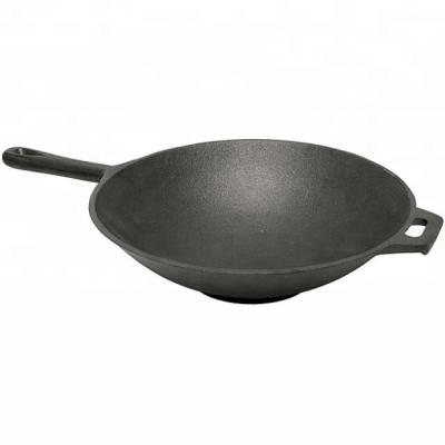 China Durable Pre-Seasoned Cast Iron Chinese Wok With Large Loop Handles for sale