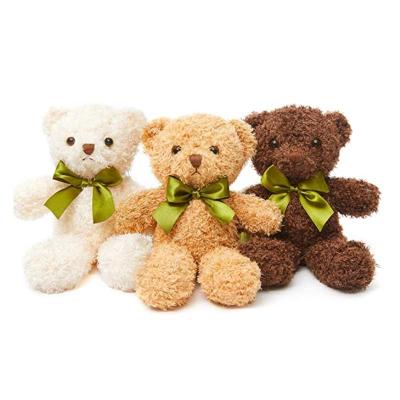 China Cute Fun Amazon Hot Cute Tan And Brown And White Colors Plush Dolls Stuffed Animals 25cm Bear With Tie for sale