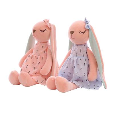 China Bunny Appease Sleeping Toys Kids Cute Warm Rabbit Plush Ears Sleeping Fun Long Ears Gift Doll for sale