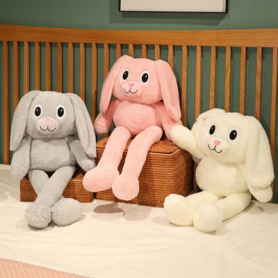 China Gift Kids Play Ready To Ship Bunny Plush Toys For Kids Ear-leg-Pull Funny Stuffed for sale