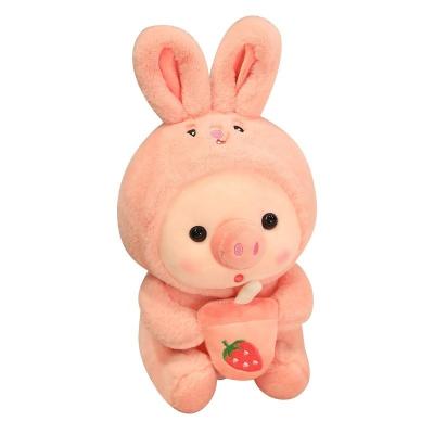 China Plush Boba Pig Plush Toys Soft Toy Plushie With Bubble Tea Milk Pillow for sale