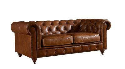 China American Industrial Style 2 Seater Chesterfield  Leather Sofa  For Home Furniture for sale